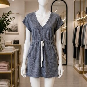WHIT Women Dress Heather Gray Drawstring Waist Pockets Knit Petite P